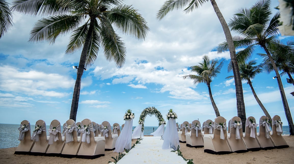 Wedding setting on a tropical beach